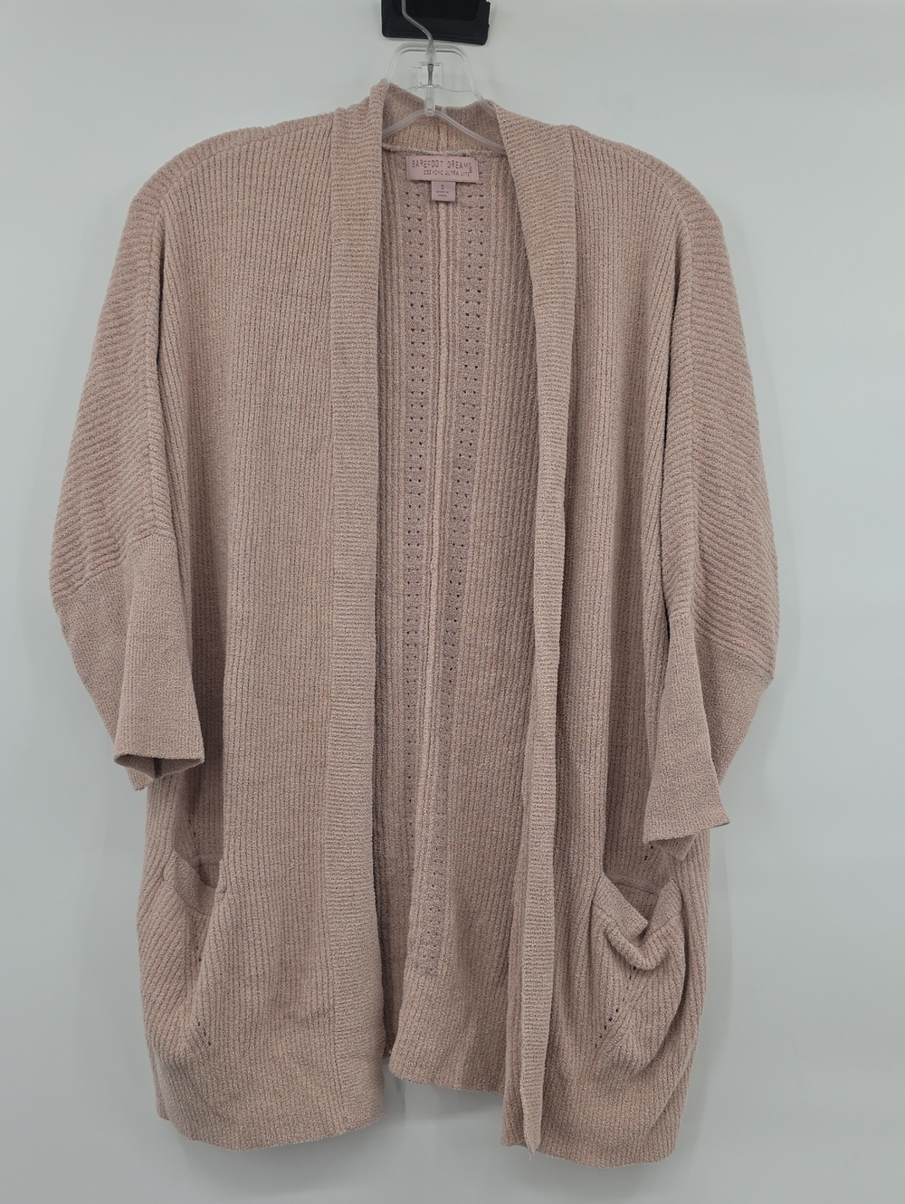 Barefoot Dreams Cardigan CozyChic Ultra Lite Pointelle Cardi Pink Clay Size S